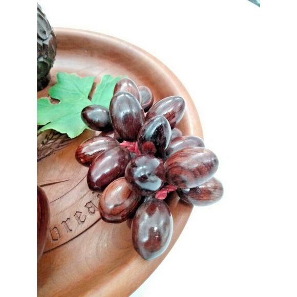 Vintage Wood Hand Carved Decorative Bowl & Wooden Fruit AMAZING - Picture 8 of 12